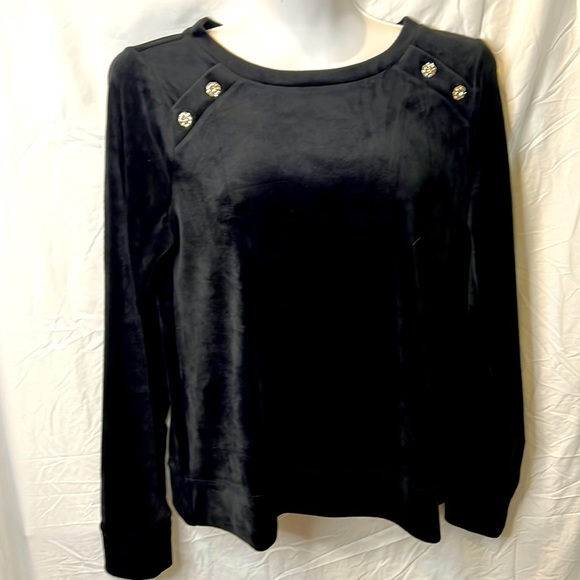 Lilly Pulitzer Tressa Velour Sweatshirt Onyx size S - Picture 1 of 5